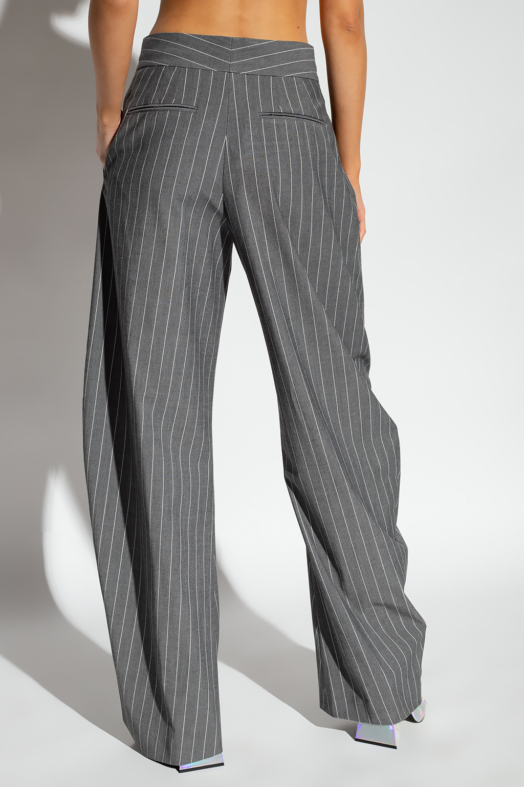Wide leg fit to pants - Grey 'Gary' pinstriped trousers The